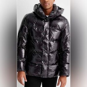 Point Zero Anthony Glossy Black Puffer Jacket | Size L | Like New